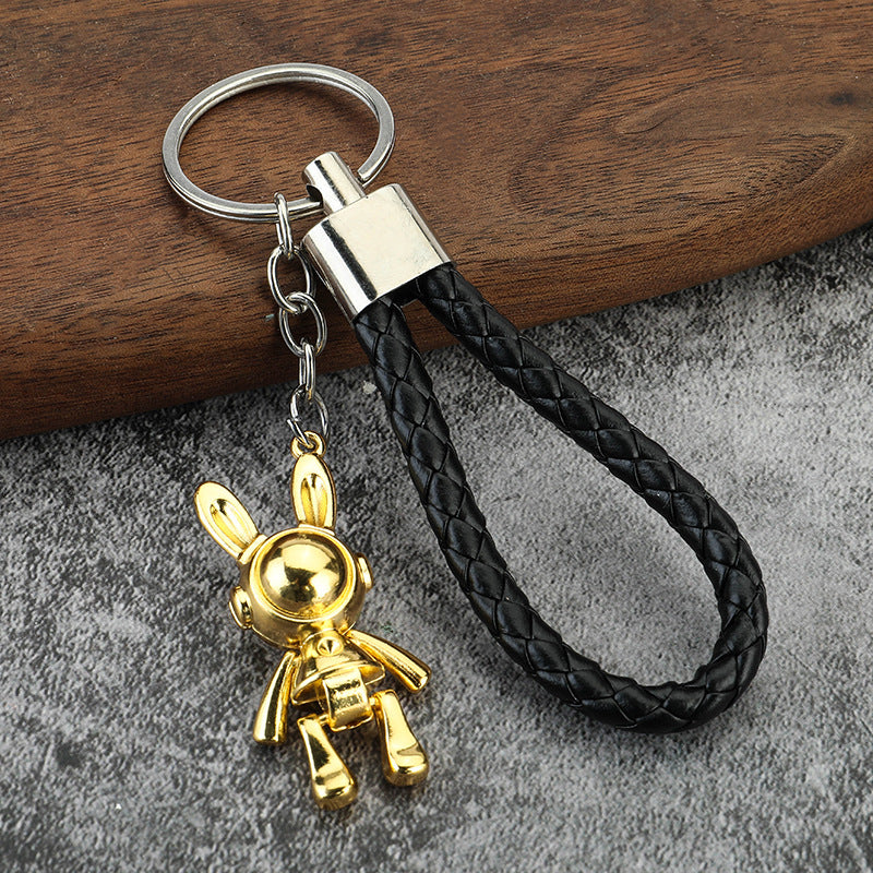 Cute Space Rabbit Metal Keychain for Car Keys Backpack and Gifts