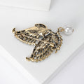 Antique Gold Butterfly Brooch with Crystal Wings and Pearl Drop view 3