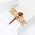 Gold Tone Openwork Dragonfly Brooch in Red or Green Enamel view 3