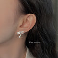 Silver Flying Bird Stud Earrings Clear Crystal Accent view 2