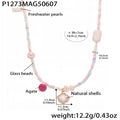 Beaded Flower Pendant Necklaces Pearl Stone Shell Star Tail view 12