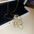 Openwork Flower Pendant Necklace in Gold and Silver Tone view 7
