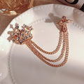 Crown Double Chain Collar Brooch Pin Sets in Two Finishes view 6