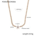 Gold Tone Star Zircon Tennis Necklace Titanium Steel Chain view 6