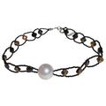 Black Heart Link Necklace With White Pearl Accent Beaded Jewelry view 5
