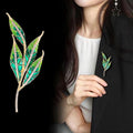 Green Flower Enamel Metal Brooch Pin for Jackets and Lapels view 3