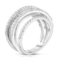 Triple Row Clear Crystal Silver Tone Ring Polished Jewelry Accessory view 2