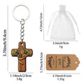 Wooden Praying Hands Cross Keychain Silver Chain Ring view 2