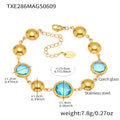 Gold Bead Czech Glass Station Bracelet Round Links view 11