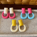 Color Block Geometric Stud Earrings In Three Colors view 3