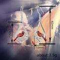 Silver Tone Red Cardinal Teardrop Frame Drop Earrings view 4