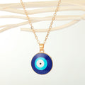 Gold Tone Blue Evil Eye Pendant Necklaces in Heart and Round Shapes view 4