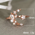Open Moon Star and Pearl Ring in Two Metal Tones with Clear Crystal Details view 5