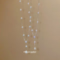 Silver Tone Faux Pearl Station Necklace With Flower Drop Pendant view 4