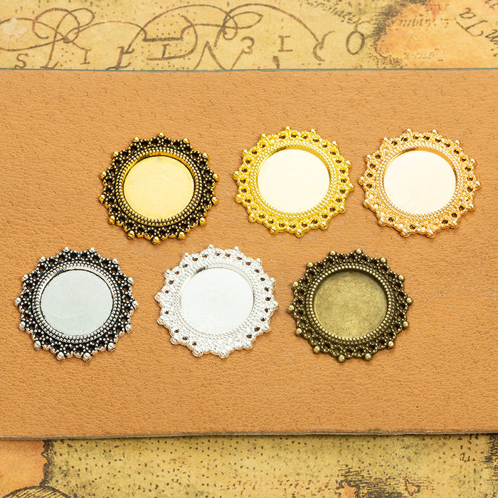 24mm Lace Edge Alloy Bezel Setting Pendant Tray for 14mm Cabochons