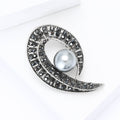 Dark Crystal Paisley Brooch With Gray Pearl Accent view 3