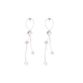 Silver Tone Star And Crystal Linear Long Drop Earrings view 5