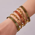 Checkerboard and Crystal Diamond Hinged Bangles in Gold Tone view 4