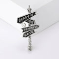 Happy Kiss Beautiful Love Signpost Brooch Enamel Crystal view 7