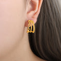 Gold Multi Band Geometric Hoop Earrings Rope Link Design view 6