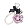 Purple Fabric Camellia Pearl Loop Keychain Heart Clasp view 5