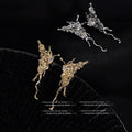Abstract Liquid Butterfly Stud Earrings Crystal Wavy Tail view 2