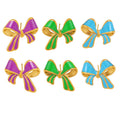 Gold Bow Enamel Stud Earrings Purple Green Blue Finishes view 5