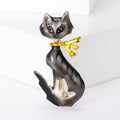 Long Body Cat Enamel Brooch With Gold Scarf in Four Colors view 7
