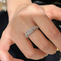 Silver Open Dome Ring Paved Clear and Purple Stones view 1