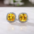 Cushion Halo Stud Earrings In Ten Bright Center Colors view 4