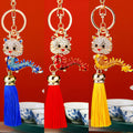 Jeweled Baby Dragon Tassel Keychains with Fortune Loops and Loop Only Options view 1