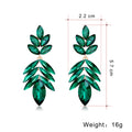 Aqua Green Green Layered Leaf Openwork Crystal Four Designs Metal Dangle Earrings view 2