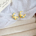Colorful Spotted Crescent Enamel Stud Earrings Jewelry Pair view 4