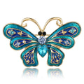 Blue and Teal Enamel Butterfly Brooch with Crystal Body view 1