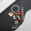 Black White Handbag Lipstick Compact and Lips Keychain view 6