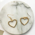 Gold and Silver Minimalist Open Heart Long Hook Earrings view 2