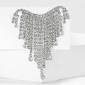Crystal Chain Fringe Brooch in Silver or Gold Tone view 2
