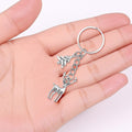 Silver Reindeer Christmas Tree Keychain Dual Charm Ring view 3