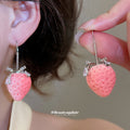 Pink Strawberry Drop Earrings in Three Sweet Designs view 4