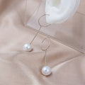 Gold and Silver Round Hoop Bar Pearl Look Dangle Earrings view 7