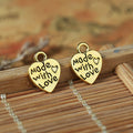 Made With Love Heart Charm Metal Jewelry Making Component In 5 Finishes view 3