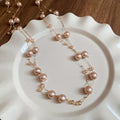 Long Station Pearl Lariat Y Necklace Silver Champagne Gold view 7