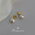 Cotton Pearl Drop Stud Earrings Black Champagne Two Colorways view 4