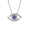 Silver Pave Evil Eye Pendant Necklace Five Center Colors view 8