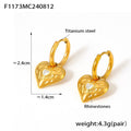 Hammered Heart Drop Huggie Earrings Gold Steel Styles view 6