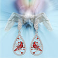 Silver Red Cardinal Bird CZ Wing Drop Earrings Pair view 3