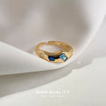 Gold Open Adjustable CZ Rings Blue And Multicolor Purple view 4
