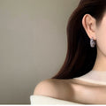 Pearl Like Bead and Stone Hoop Stud Earrings in Two Finishes view 4