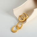 Polished Gold Steel Crescent U-Shape Chunky Hoop Earrings view 2