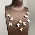 Three Layer Butterfly Station Necklace in Mixed Tones view 4